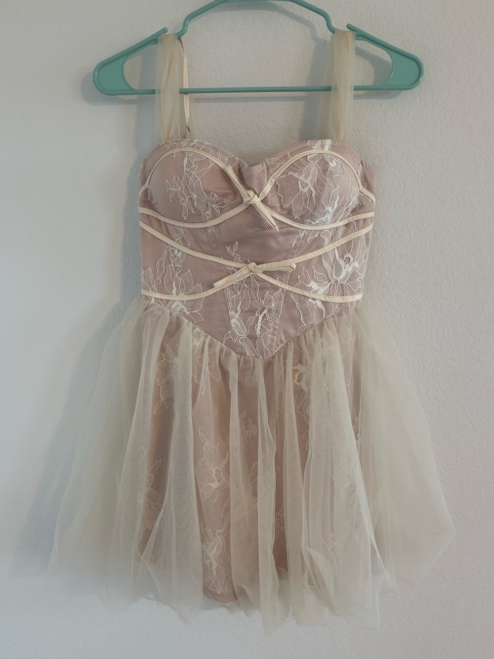 Coquette Lace Corset Tulle Mini Dress Balletcore Cottagecore Fairycore